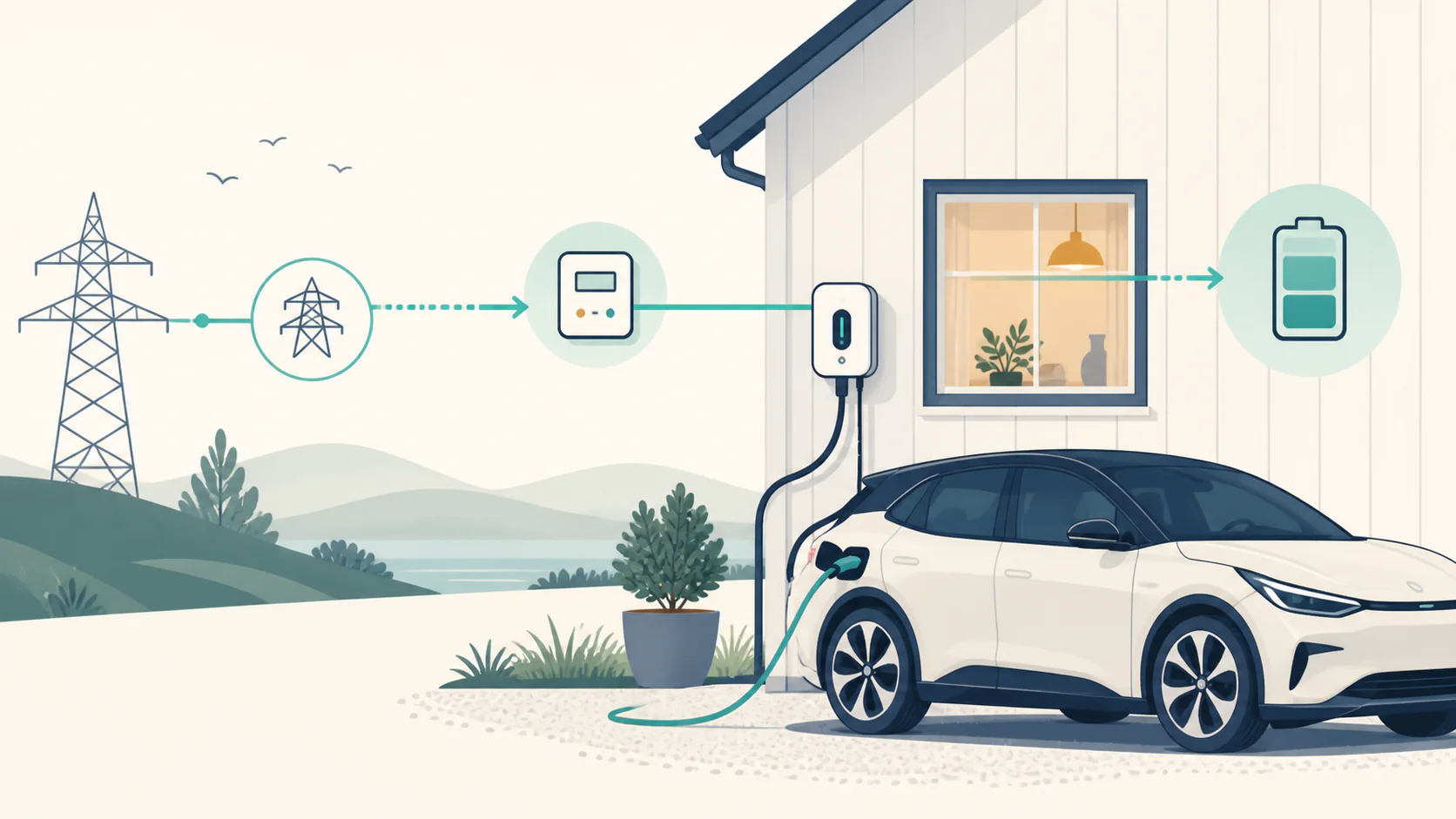 Elbilens distance, køreenergi, ladetab og energi fra nettet