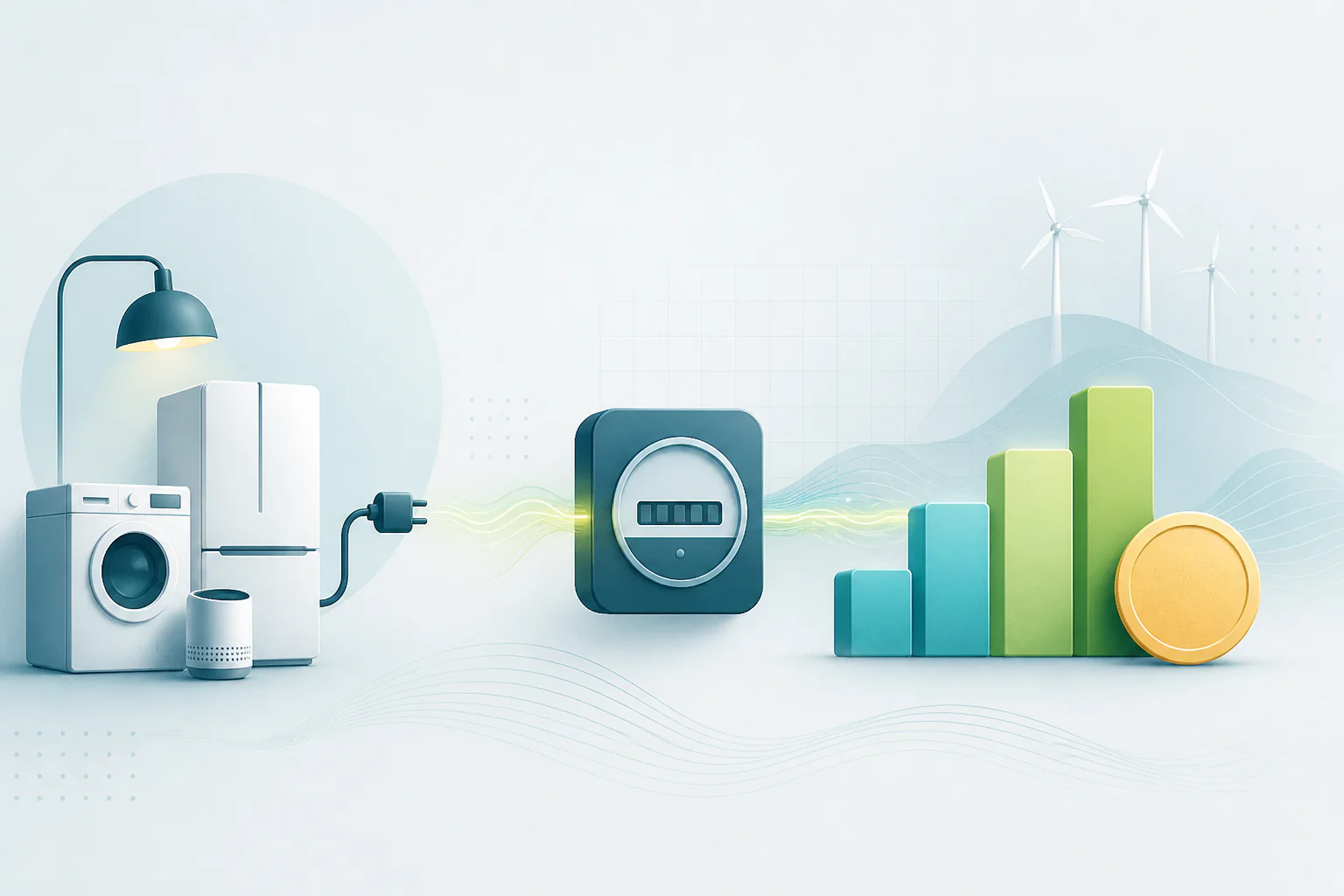 Energiflow fra watt gennem timer til kWh og årlig pris